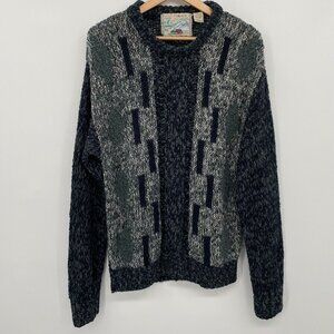 Vintage 80s Sweater‎ Jumper Size Large Gray Chunky Outdoor Classic Pullover